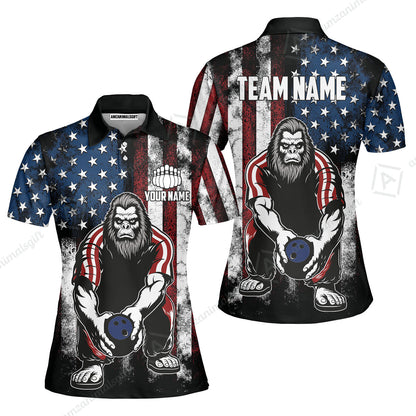 Customized Patriotic Bowling Polo Shirt, Custom Bigfoot Bowling Team Jerseys Polo Shirts, Bowling uniforms, Perfect Outfit For Bowlers