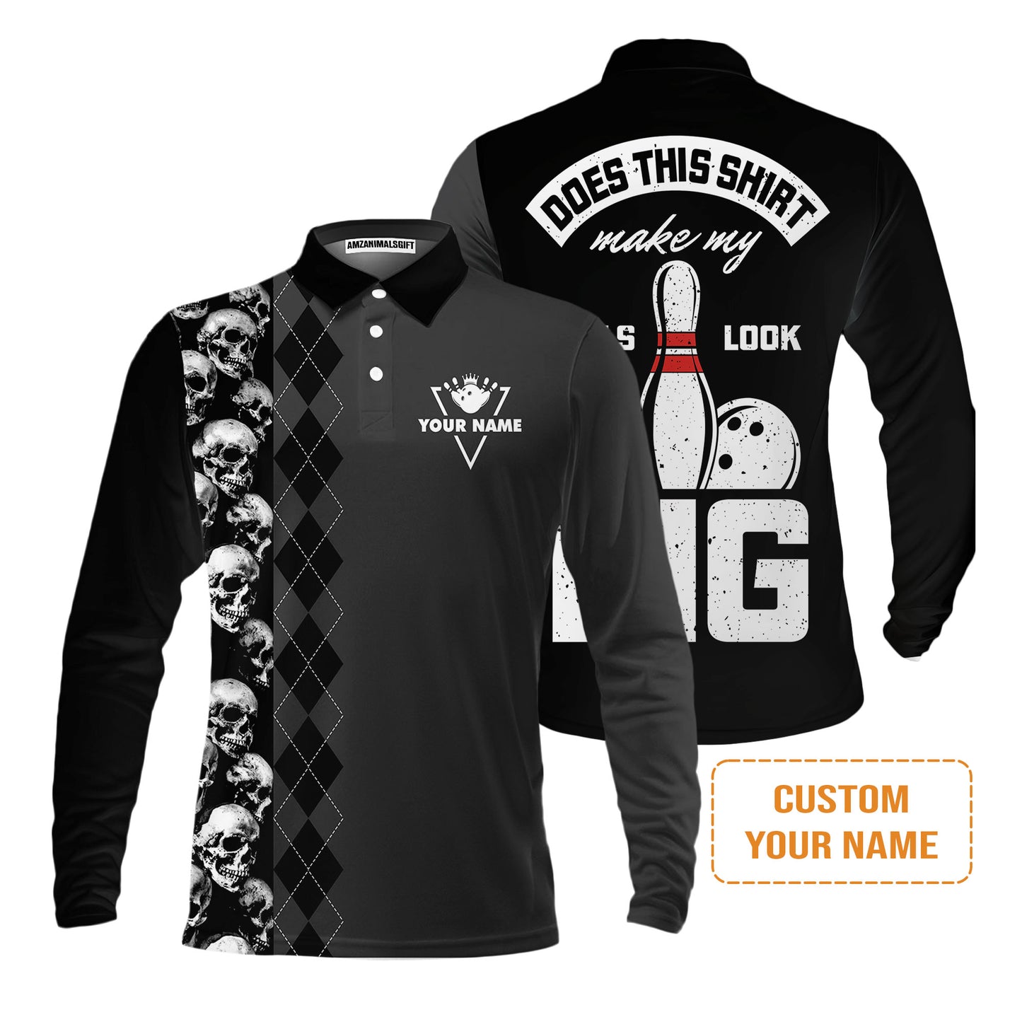 Bowling Custom Men Polo Shirt - Custom Name Bowling Does This Shirt Make My Ball Look Big Personalized Bowling Polo Shirt - Perfect Gift For Friend, Family