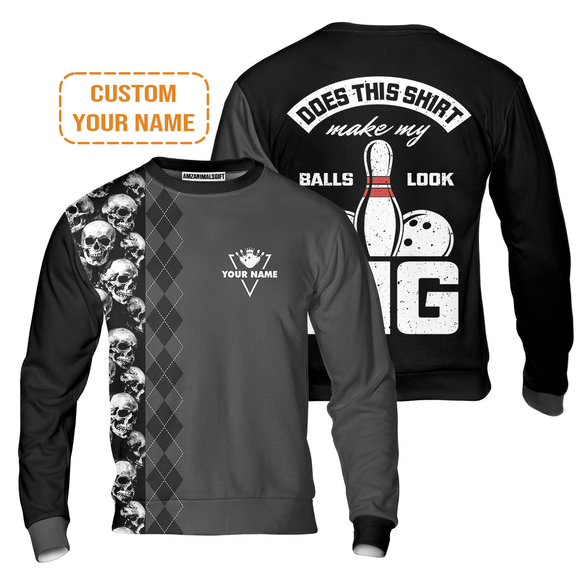 Bowling Custom Men Polo Shirt - Custom Name Bowling Does This Shirt Make My Ball Look Big Personalized Bowling Polo Shirt - Perfect Gift For Friend, Family