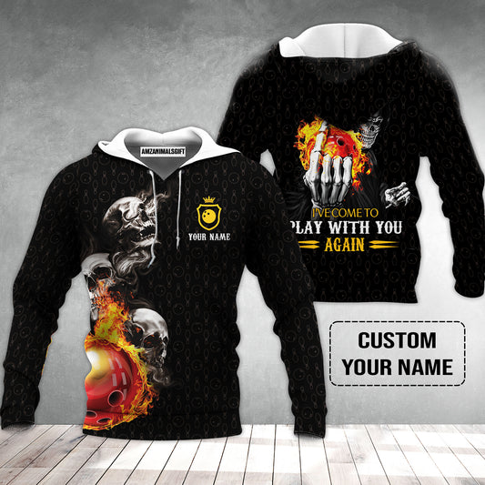 Bowling Custom Hoodie - Custom Name Bowling Skull Hello Darkness My Old Friend Personalized Bowling Hoodie