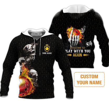 Bowling Custom Sweatshirt - Custom Name Bowling Skull Hello Darkness My Old Friend Personalized Bowling Sweatshirt