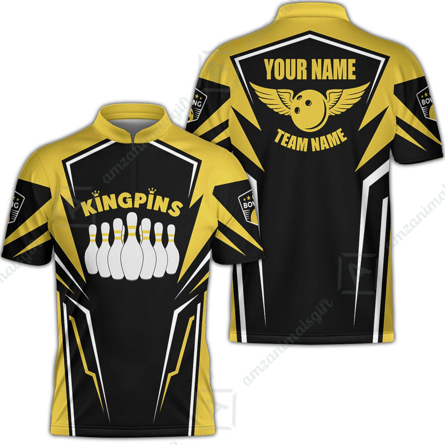 Bowling Custom Men Polo Shirt - Custom Name King Pins Bowling Team Personalized Bowling Polo Shirt