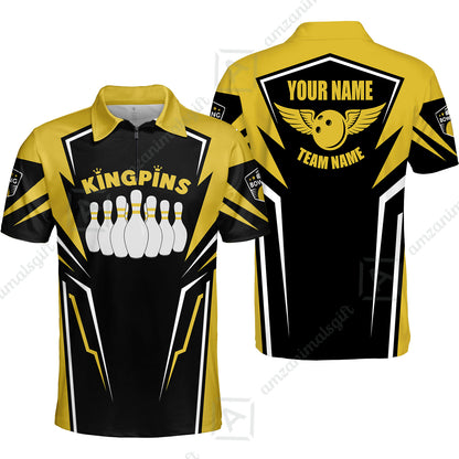 Bowling Custom Men Polo Shirt - Custom Name King Pins Bowling Team Personalized Bowling Polo Shirt