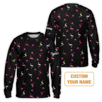 Flamingo Golf Hoodie - Custom Name Neon Pink Flamingos Palm Pattern Apparel Hoodie - Personalized Gift For Golf Lover, Team, Husband, Boyfriend, Men
