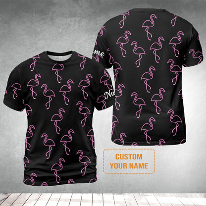 Flamingo Golf Sweatshirt - Custom Name Neon Pink Flamingos Pattern Apparel - Personalized Gift For Golf Lover, Team, Husband, Boyfriend, Men