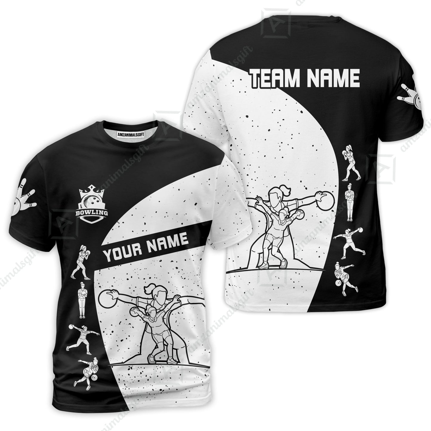 Custom Stylish Black and White Bowling Team Unisex Polo Shirts, Bowling Team Uniforms Jerseys, Polo Shirt With Name And Team Name