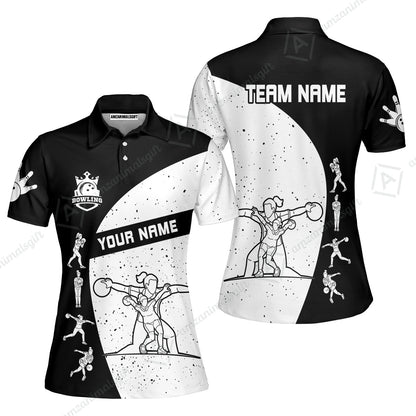 Custom Stylish Black and White Bowling Team Unisex Polo Shirts, Bowling Team Uniforms Jerseys, Polo Shirt With Name And Team Name