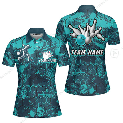 Custom Turquoise Bowling Team Jersey Shirts, Bowling Team Uniforms Jerseys, Personalized Name And Team Name