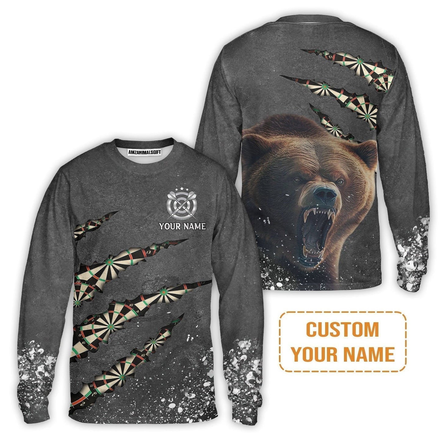 Darts Customized Name Sweater, Darts Paints Splash, Personalized Name Bear Sweater - Perfect Gift For Darts Lovers, Darts Players