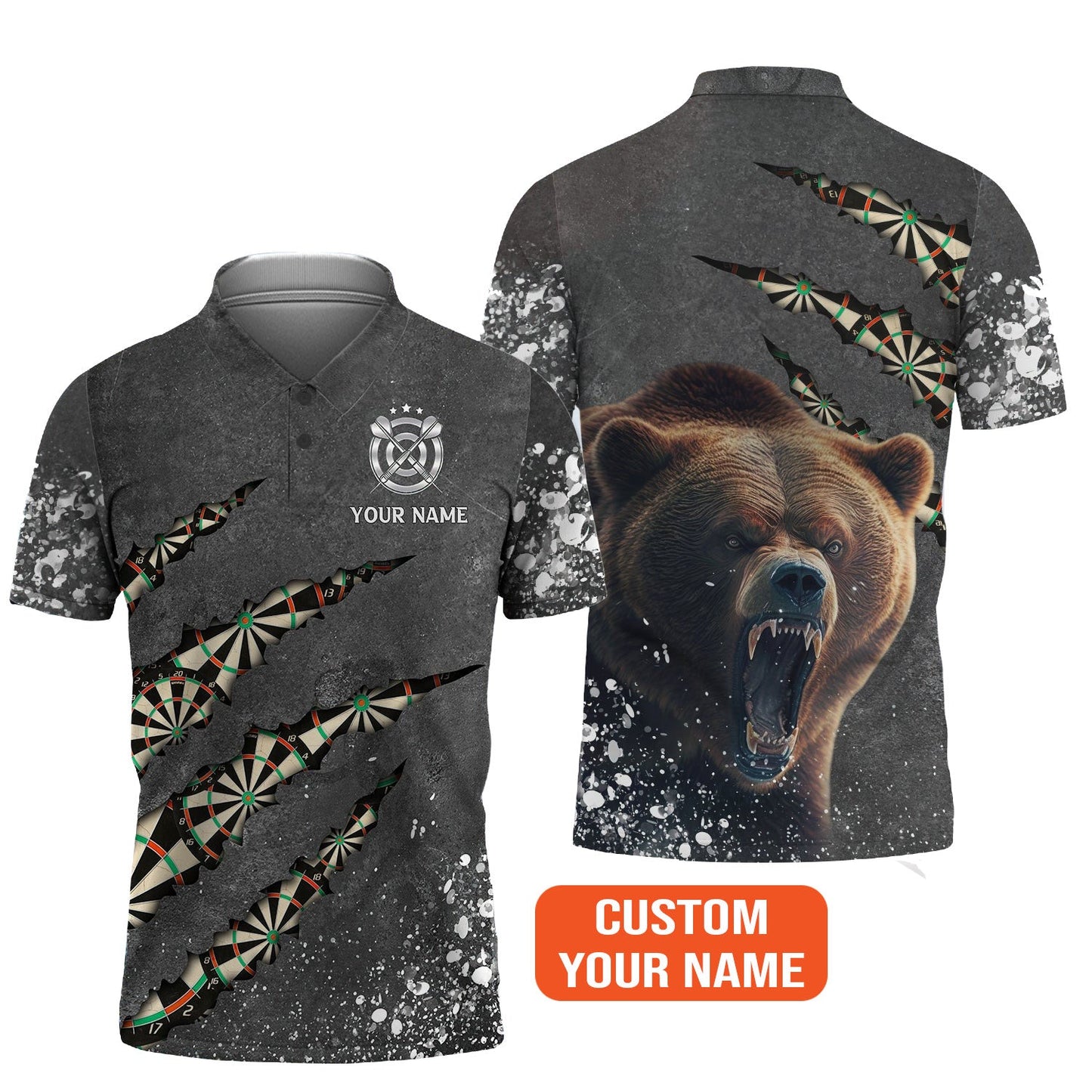 Darts Customized Name T-Shirt, Darts Paints Splash, Personalized Name Bear T-Shirt - Perfect Gift For Darts Lovers, Darts Players