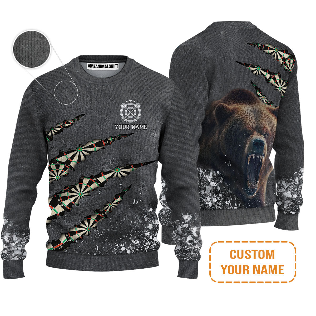 Darts Customized Name Sweater, Darts Paints Splash, Personalized Name Bear Sweater - Perfect Gift For Darts Lovers, Darts Players