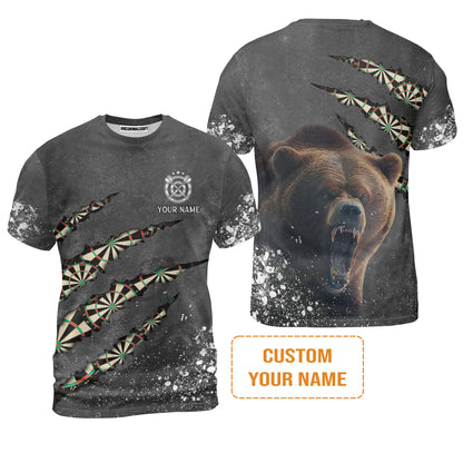 Darts Customized Name Men Polo Shirt, Darts Paints Splash, Personalized Name Bear Polo Shirt For Men - Perfect Gift For Darts Lovers, Darts Players