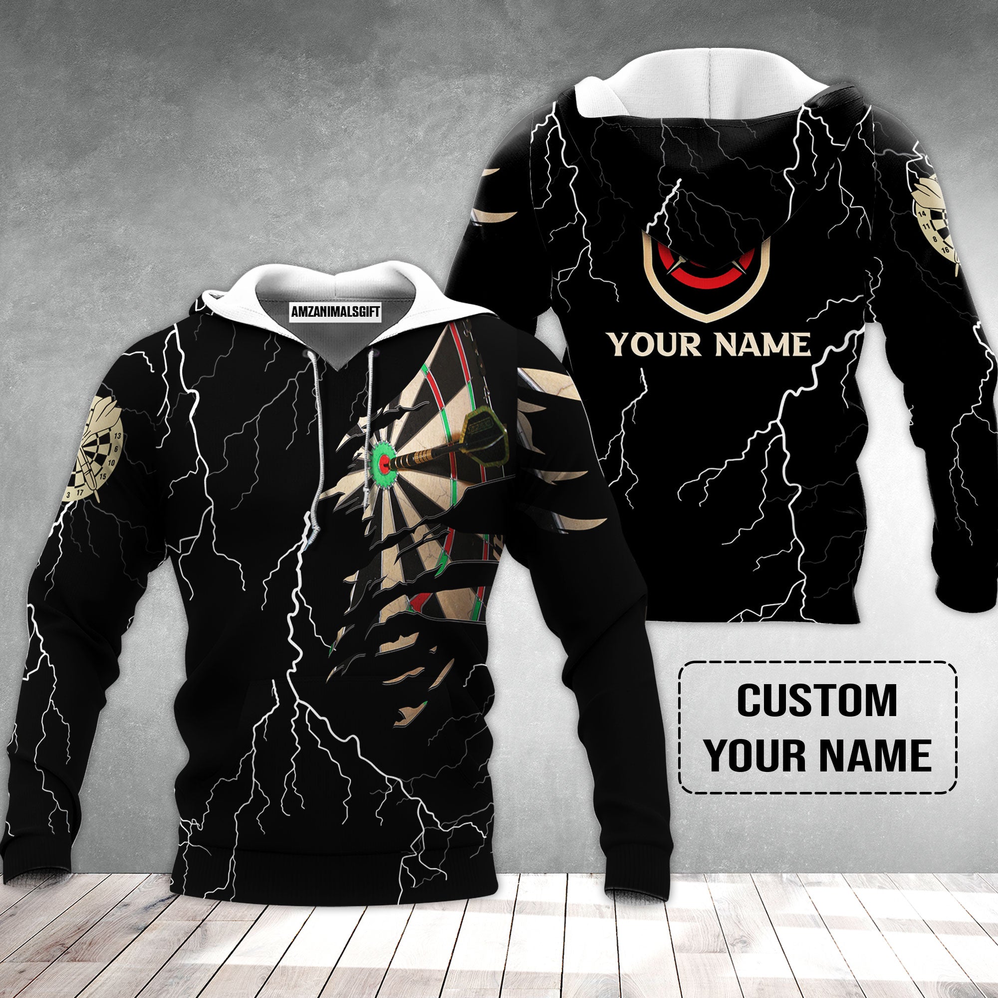 Darts Custom Name Hoodie, Darts Target Personalized Hoodie