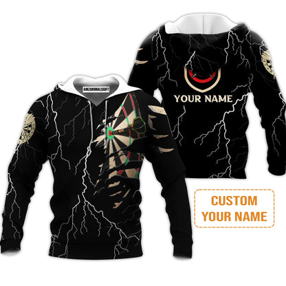 Darts Custom Name Men's Long Sleeve Polo Shirt, Darts Target Personalized Long Sleeve Polo Shirt