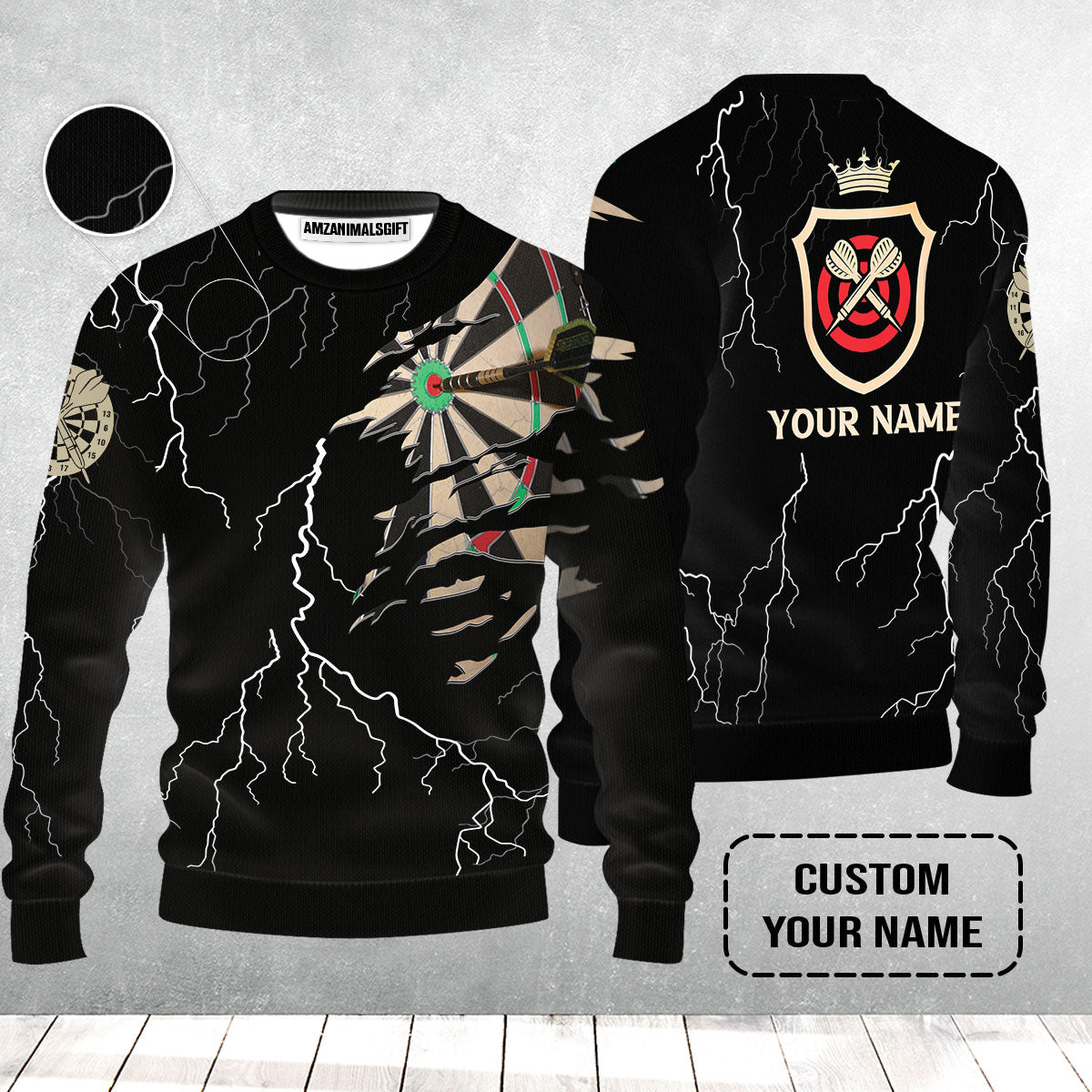 Darts Custom Name Sweater, Darts Target Personalized Sweater