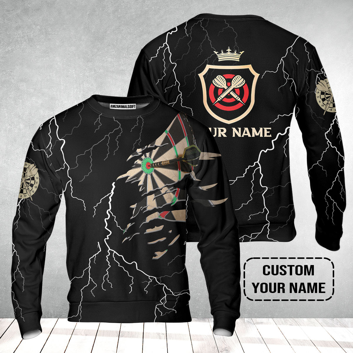 Darts Custom Name Sweatshirt, Darts Target Personalized Sweatshirt