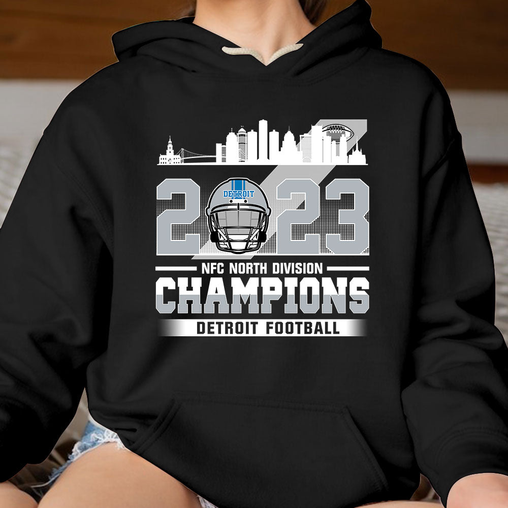 Detroit American Football 2023 NFC North Champions Hoodies, Conquered The North Champs Hoodie, Detroit Football Fan Gifts