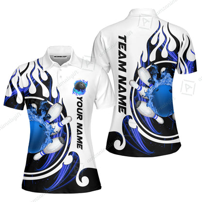 Customized Bowling Jersey Shirt, Fire Blaster Bowling And Pins Multicolor Option Customized Name, Team Name Jerseys Polo Shirts For Bowling Team