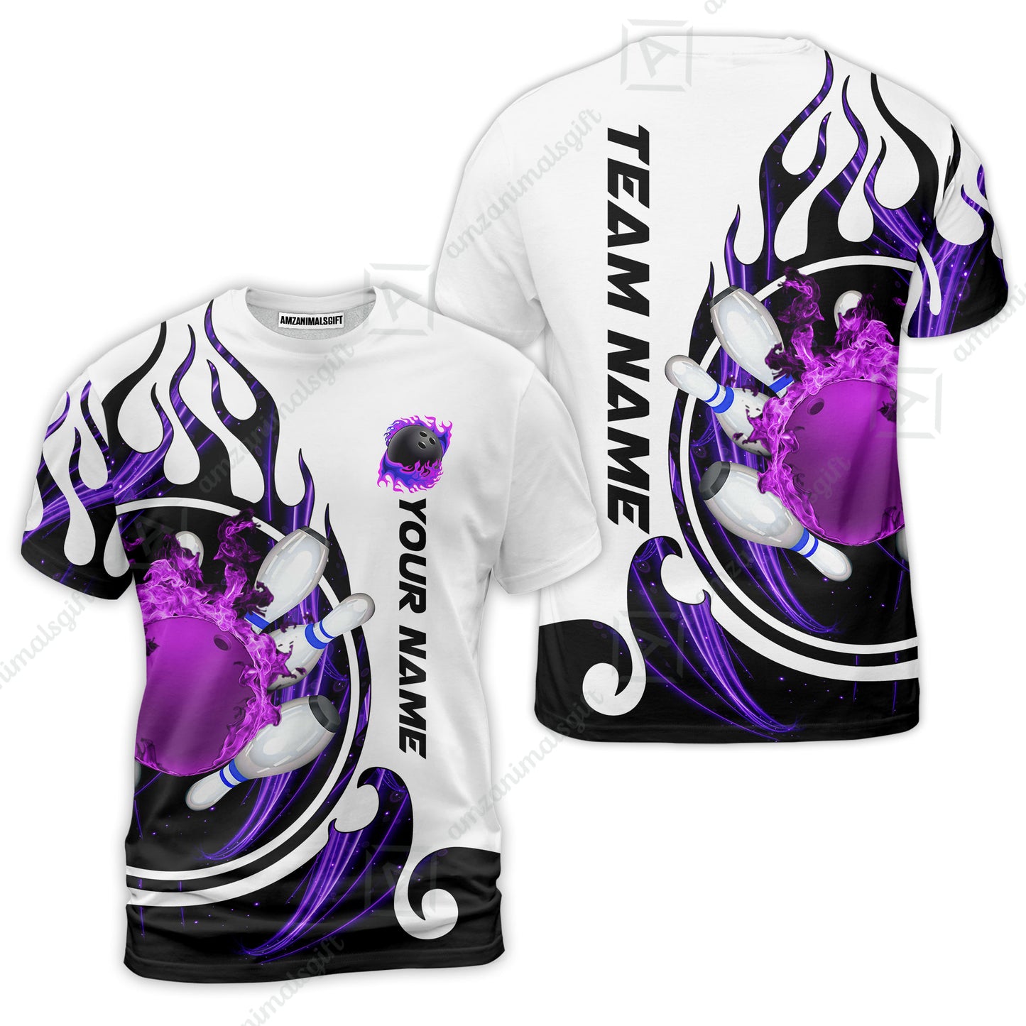 Customized Bowling Jersey Shirt, Fire Blaster Bowling And Pins Multicolor Option Customized Name, Team Name Jerseys Polo Shirts For Bowling Team