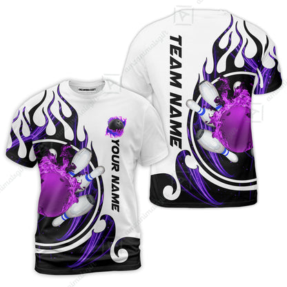 Customized Bowling Jersey Shirt, Fire Blaster Bowling And Pins Multicolor Option Customized Name, Team Name Jerseys Polo Shirts For Bowling Team
