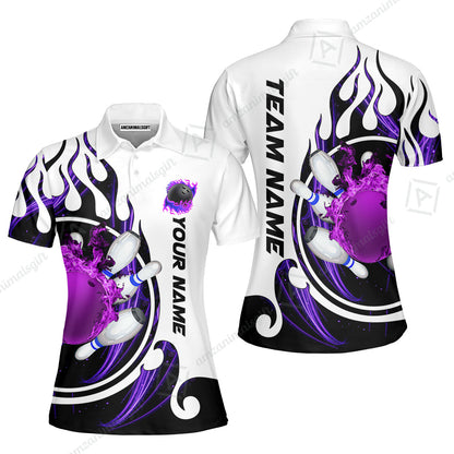 Customized Bowling Jersey Shirt, Fire Blaster Bowling And Pins Multicolor Option Customized Name, Team Name Jerseys Polo Shirts For Bowling Team