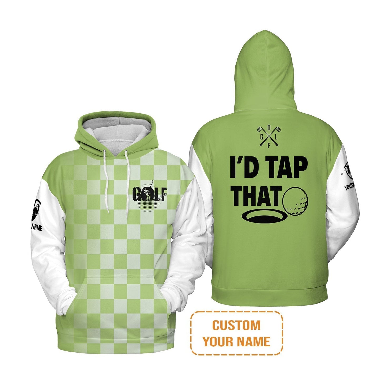 Golf Long Sleeve Shirt - Funny Custom Name Apparel, I'd Tap That Men Golf Long Sleeve Shirt - Personalized Gift For Golf Lover, Team, Golfers, Husband, Boyfriend