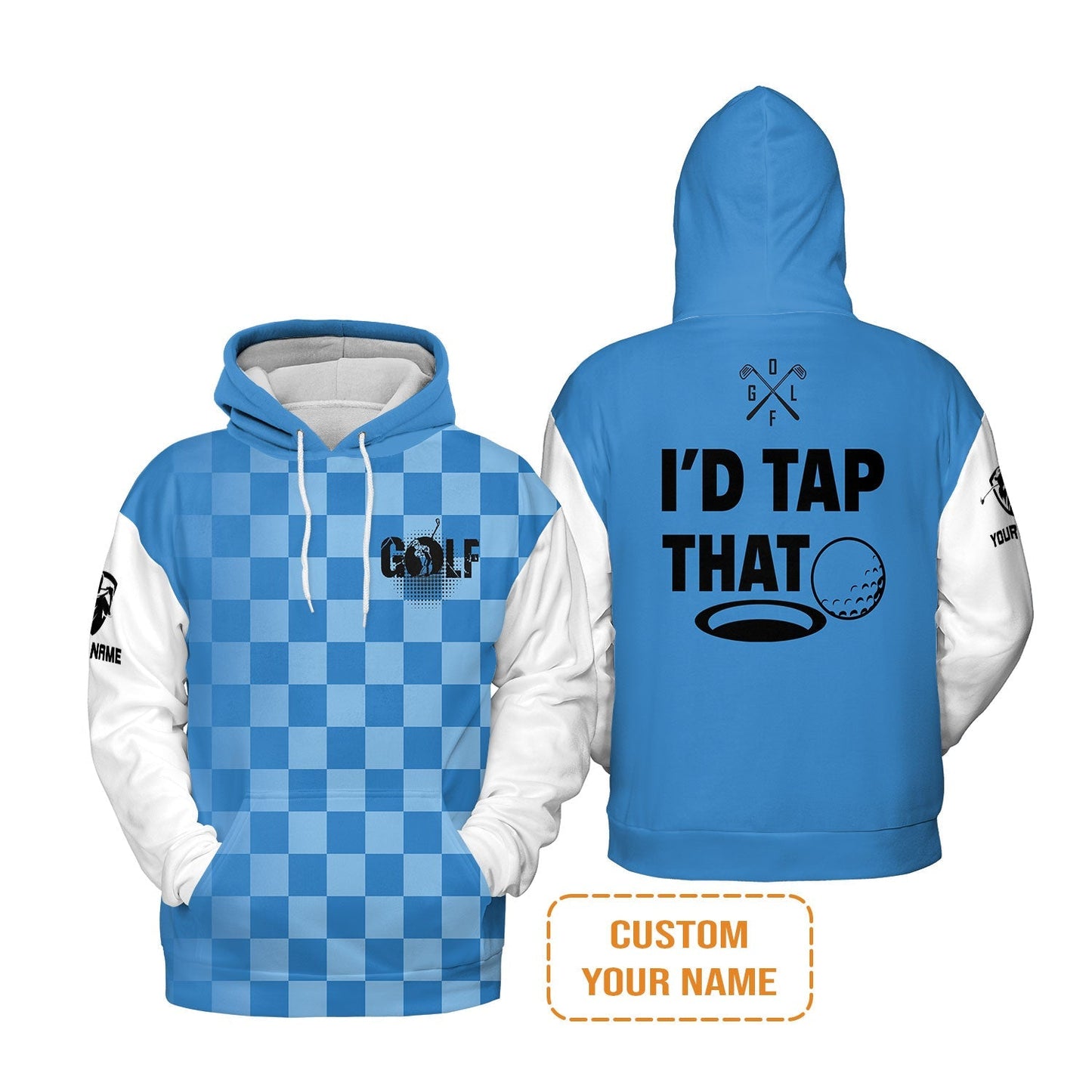 Golf Long Sleeve Shirt - Funny Custom Name Apparel, I'd Tap That Men Golf Long Sleeve Shirt - Personalized Gift For Golf Lover, Team, Golfers, Husband, Boyfriend