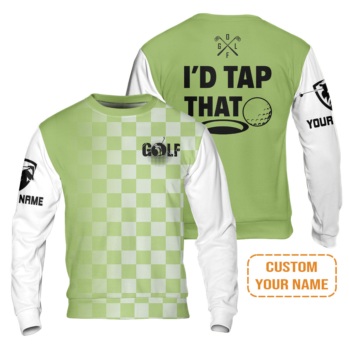 Golf Long Sleeve Shirt - Funny Custom Name Apparel, I'd Tap That Men Golf Long Sleeve Shirt - Personalized Gift For Golf Lover, Team, Golfers, Husband, Boyfriend