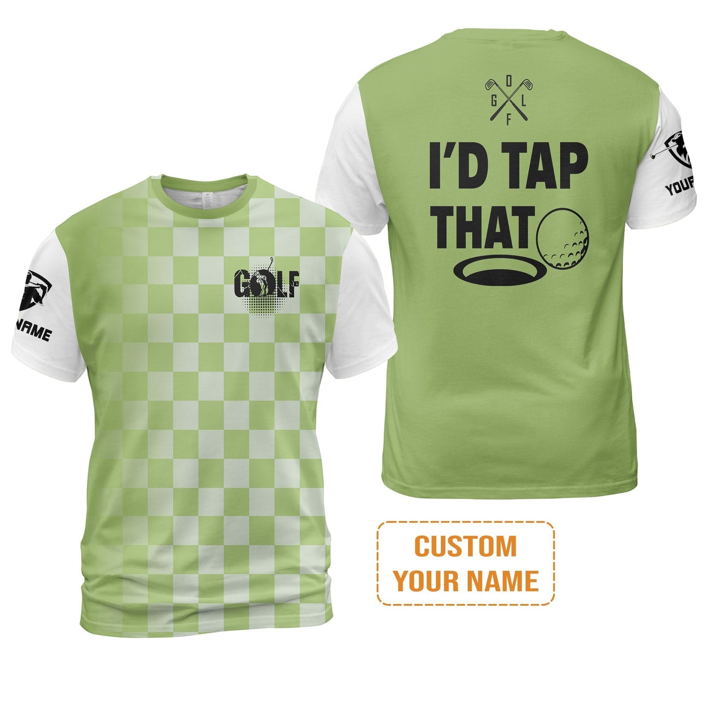 Golf Long Sleeve Shirt - Funny Custom Name Apparel, I'd Tap That Men Golf Long Sleeve Shirt - Personalized Gift For Golf Lover, Team, Golfers, Husband, Boyfriend