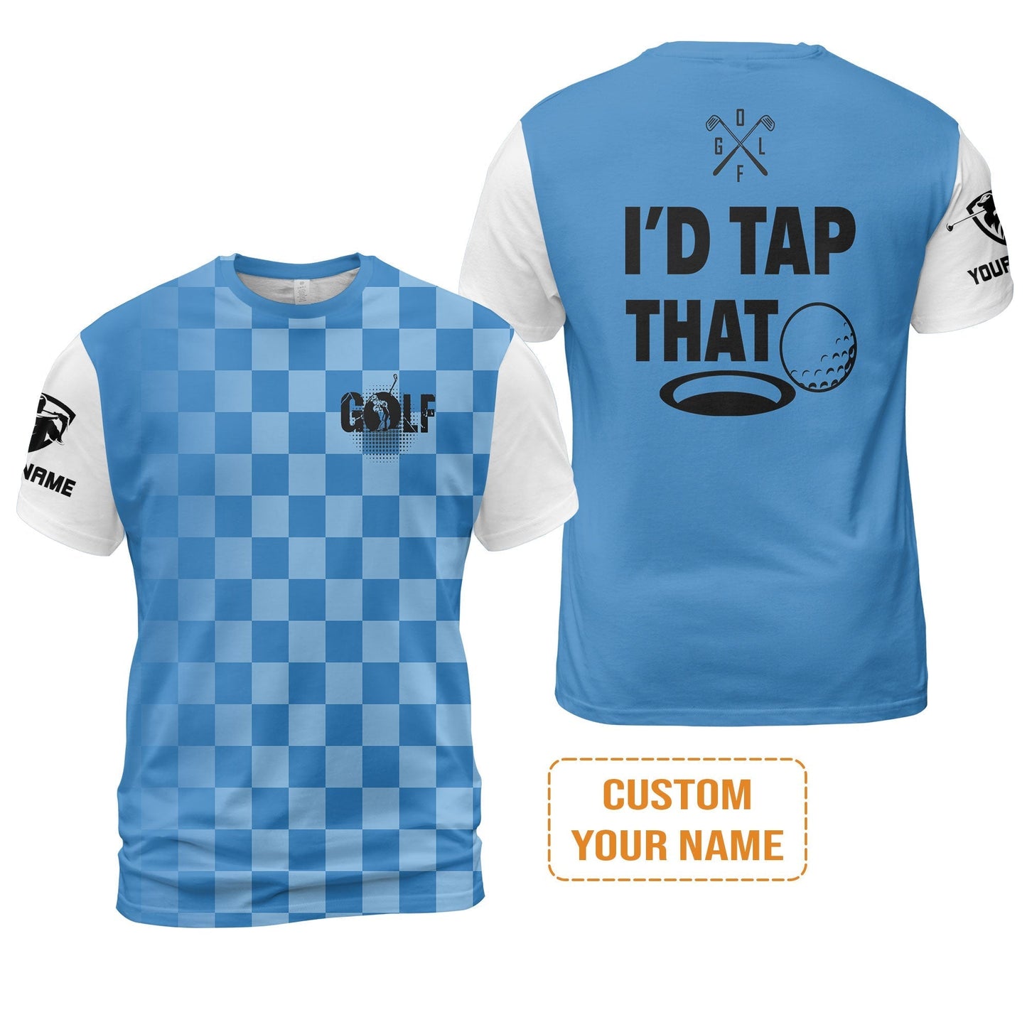 Golf Long Sleeve Shirt - Funny Custom Name Apparel, I'd Tap That Men Golf Long Sleeve Shirt - Personalized Gift For Golf Lover, Team, Golfers, Husband, Boyfriend