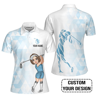 Golf Custom Women Polo Shirt, Abstract Pattern Personalized Women Polo Shirt