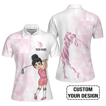 Golf Custom Women Polo Shirt, Abstract Pattern Personalized Women Polo Shirt