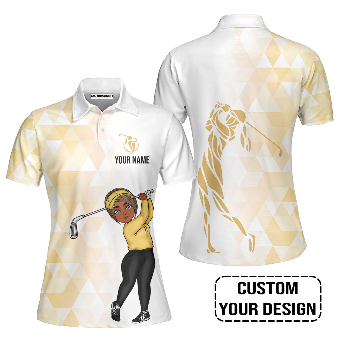 Golf Custom Women Polo Shirt, Abstract Pattern Personalized Women Polo Shirt
