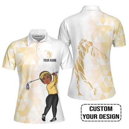 Golf Custom Women Polo Shirt, Abstract Pattern Personalized Women Polo Shirt