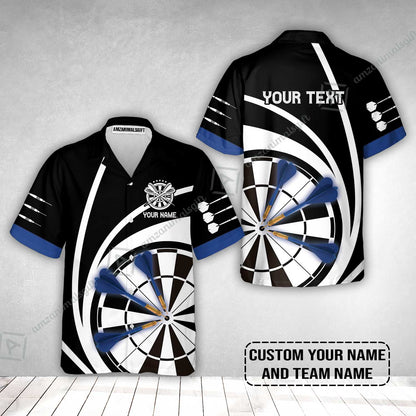 Customized Name & Text Darts Hawaiian Shirt, Personalized Name Blue Dark Darts Team Hawaiian Shirt