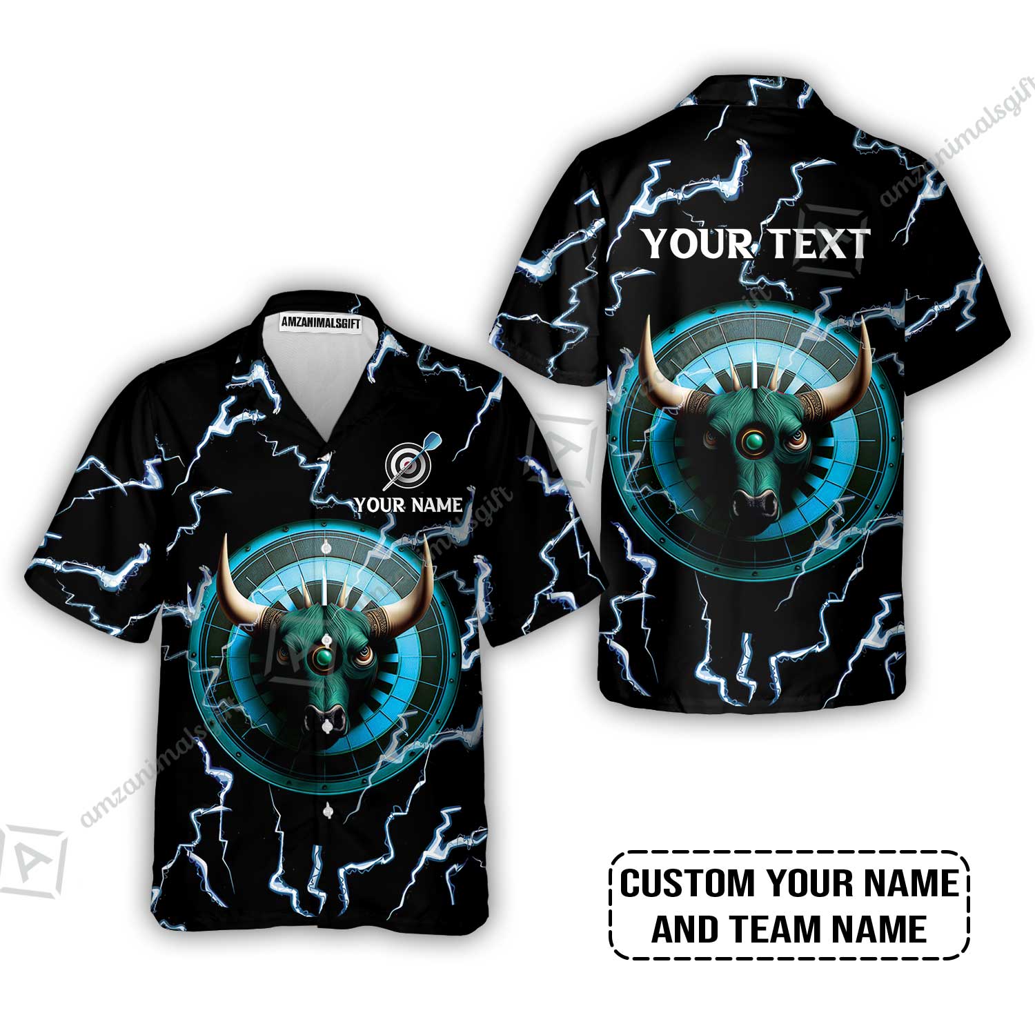Customized Name & Text Darts Hawaiian Shirt, Personalized Name Bullseye Dartboard Hawaiian Shirt