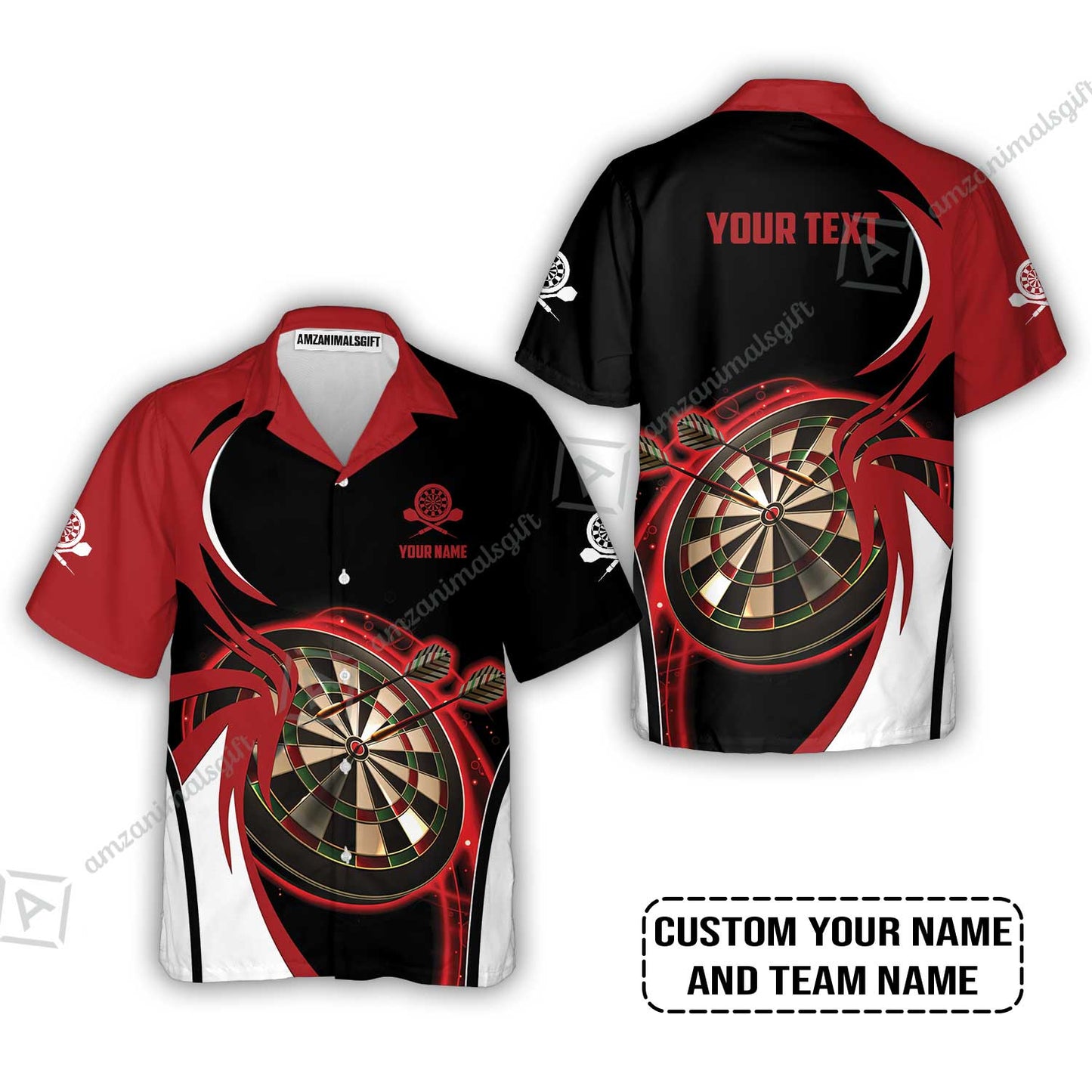 Customized Name & Text Darts Polo Shirt, Personalized Red Darts Uniforms Polo Shirt