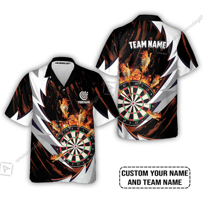 Customized Fire Thunderstorm Darts Zip Polo Shirt, Personalized Darts Zip Polo Shirt