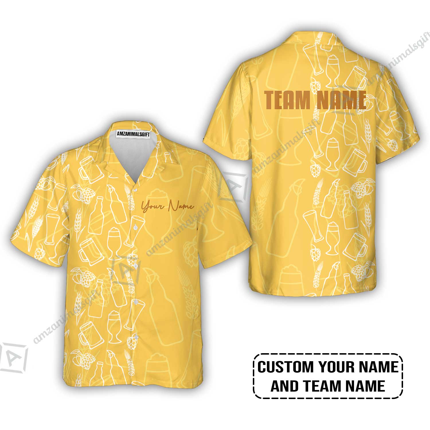 Custom Yellow Pattern Design Oktoberfest Beer Festival Performance Hawaiian Shirt