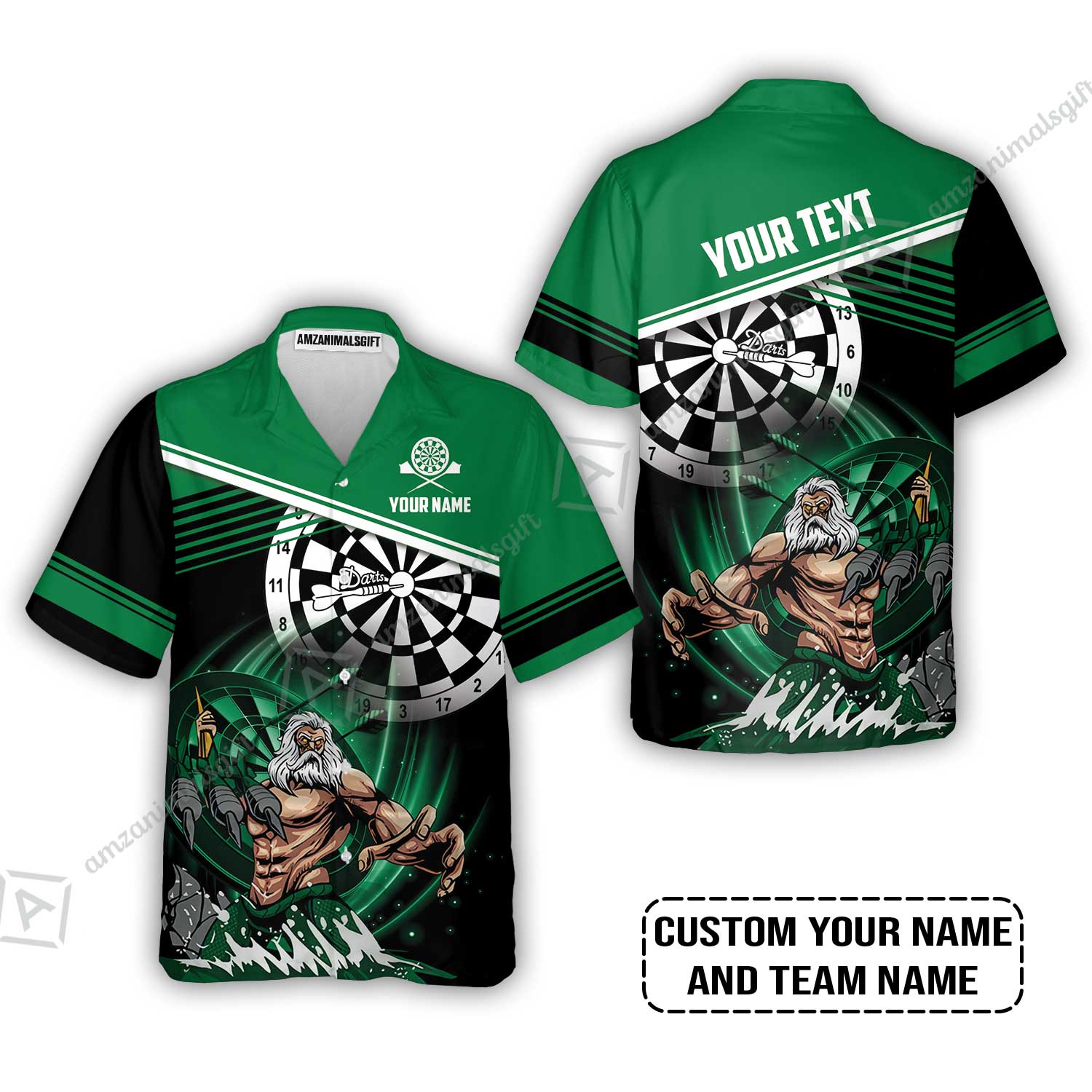 Customized Name & Text Darts Hawaiian Shirt, Personalized Name Poseidon Darts Hawaiian Shirt