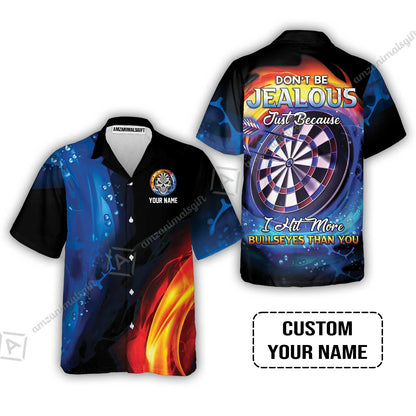 Customized Name Darts Zip Polo Shirt, Don't Be Jealous Personalized Skull Logo And Darts Zip Polo Shirt