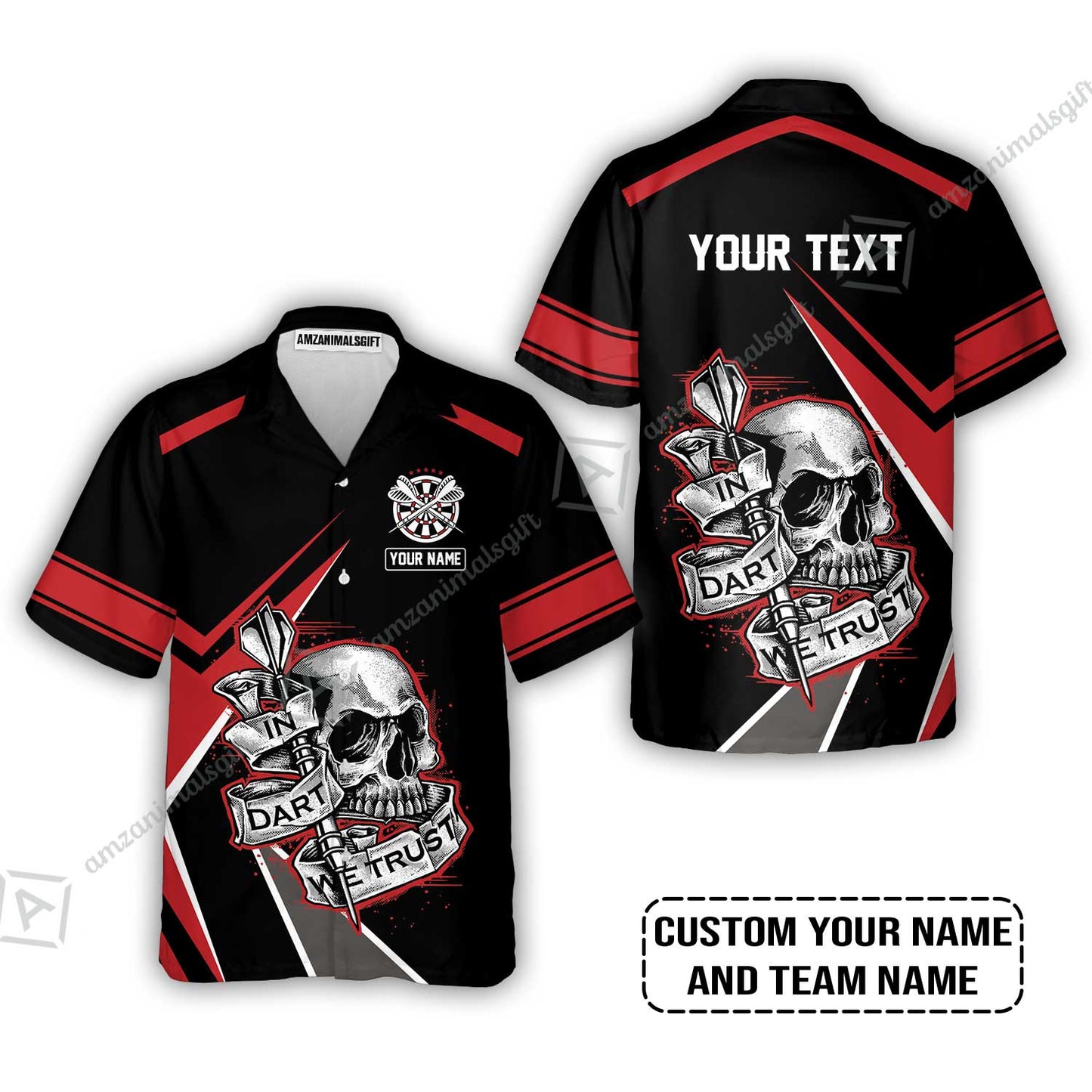Customized Name & Text Darts Sweatshirt, Skull In Darts We Trust Personalized Darts Sweatshirt