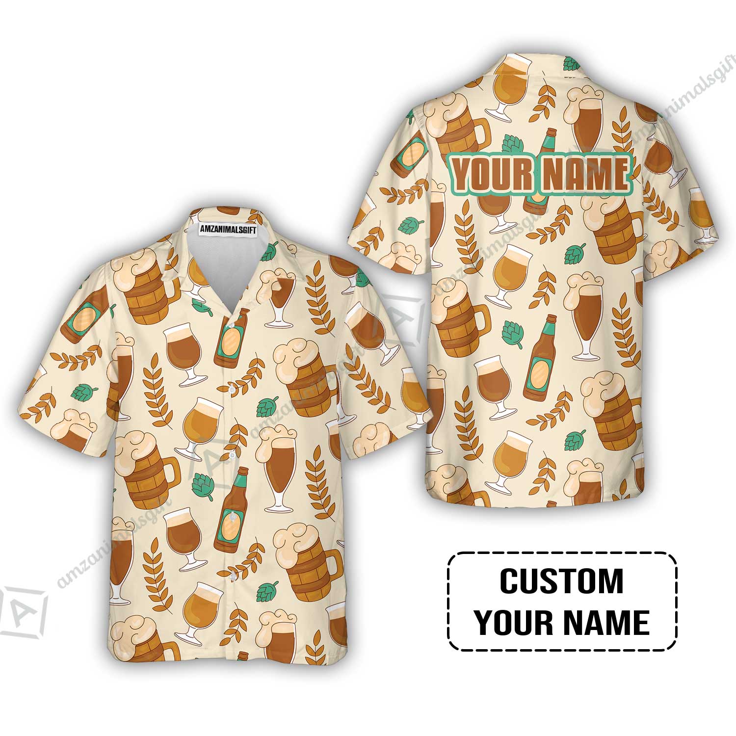 Custom Cream Pattern Design Oktoberfest Beer Festival Performance Hawaiian Shirt