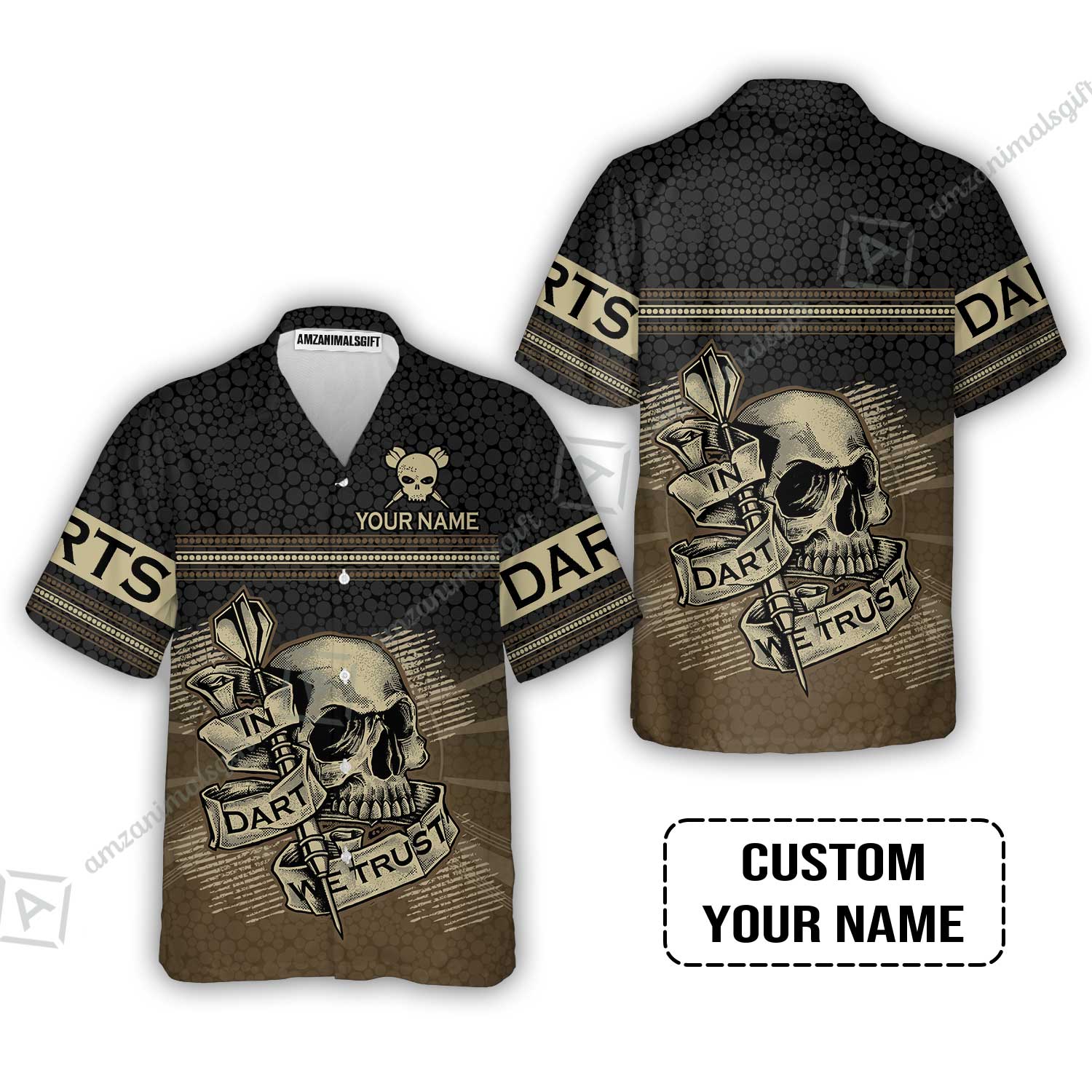 Customized Darts Hawaiian Shirt, Personalized Skull In Darts We Trust Darts Hawaiian Shirt