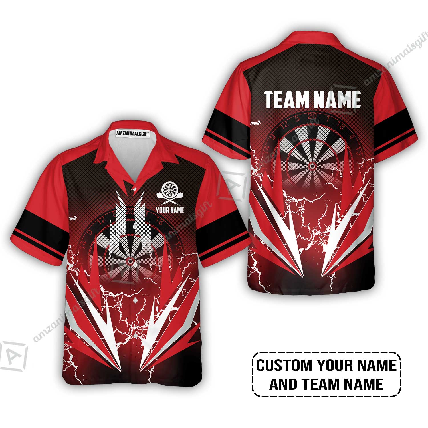 Customized Name & Team Name Darts Hawaiian Shirt, Thunder Lighting Darts Personalized Darts Hawaiian Shirt