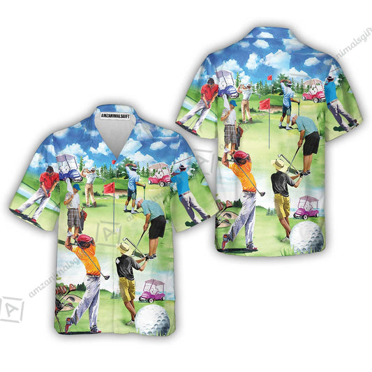 Golf Hawaiian Shirt - Golf Eat Sleep Golf Repeat Hawaiian Shirt - Perfect Gift For Men, Golfers, Golf Lovers