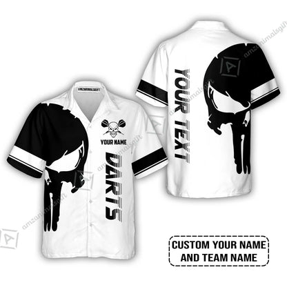 Customized Name & Text Darts Long Polo Shirt, Darts Skull Personalized Name Darts Long Polo Shirt