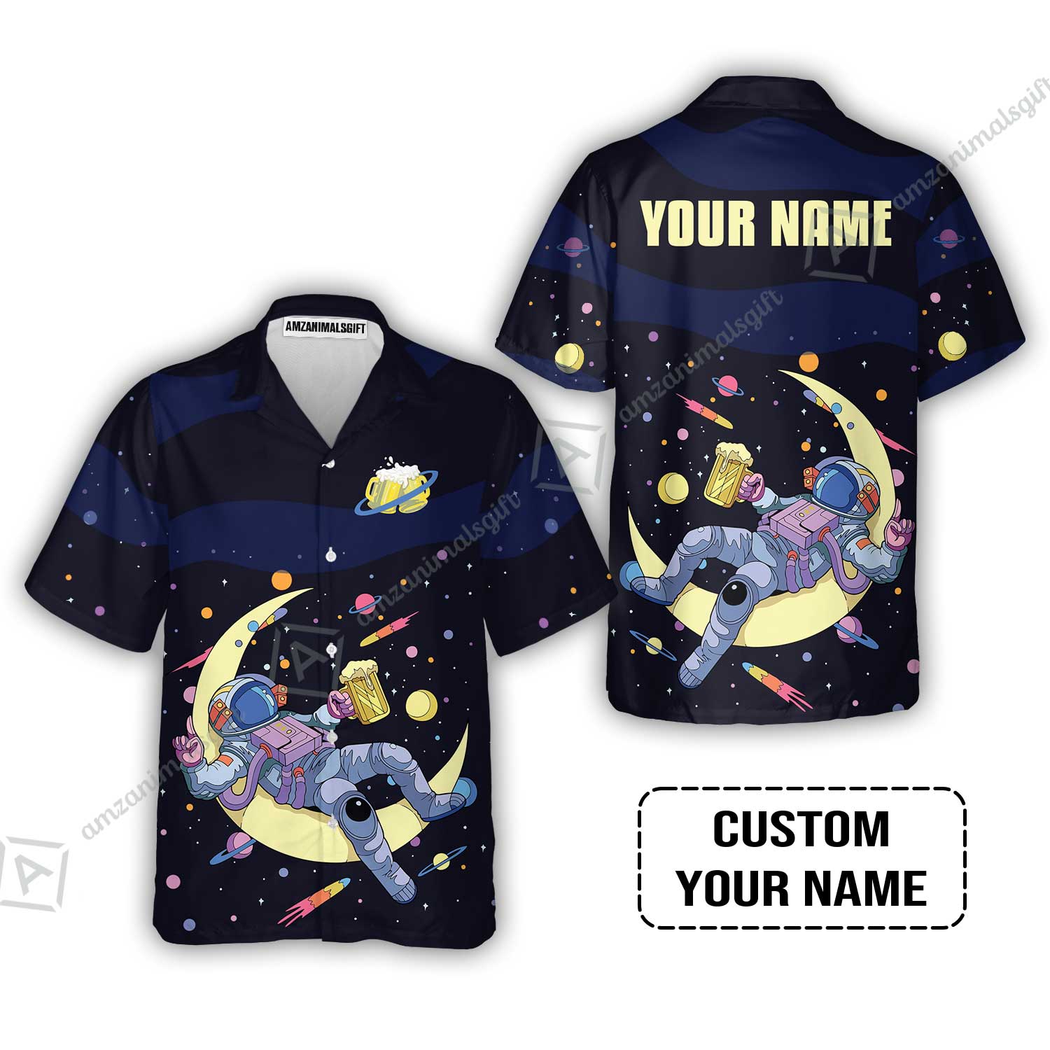 Custom Astronaut Beer Pattern Design Oktoberfest Beer Festival Performance Hawaiian Shirt