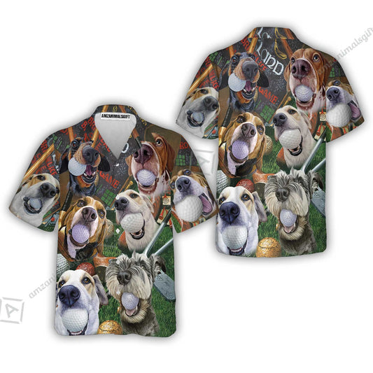 Golf Hawaiian Shirt - Golf Beach Sports, Cute Dogs Beach Hawaiian Shirt - Perfect Gift For Golfer, Dog Lovers