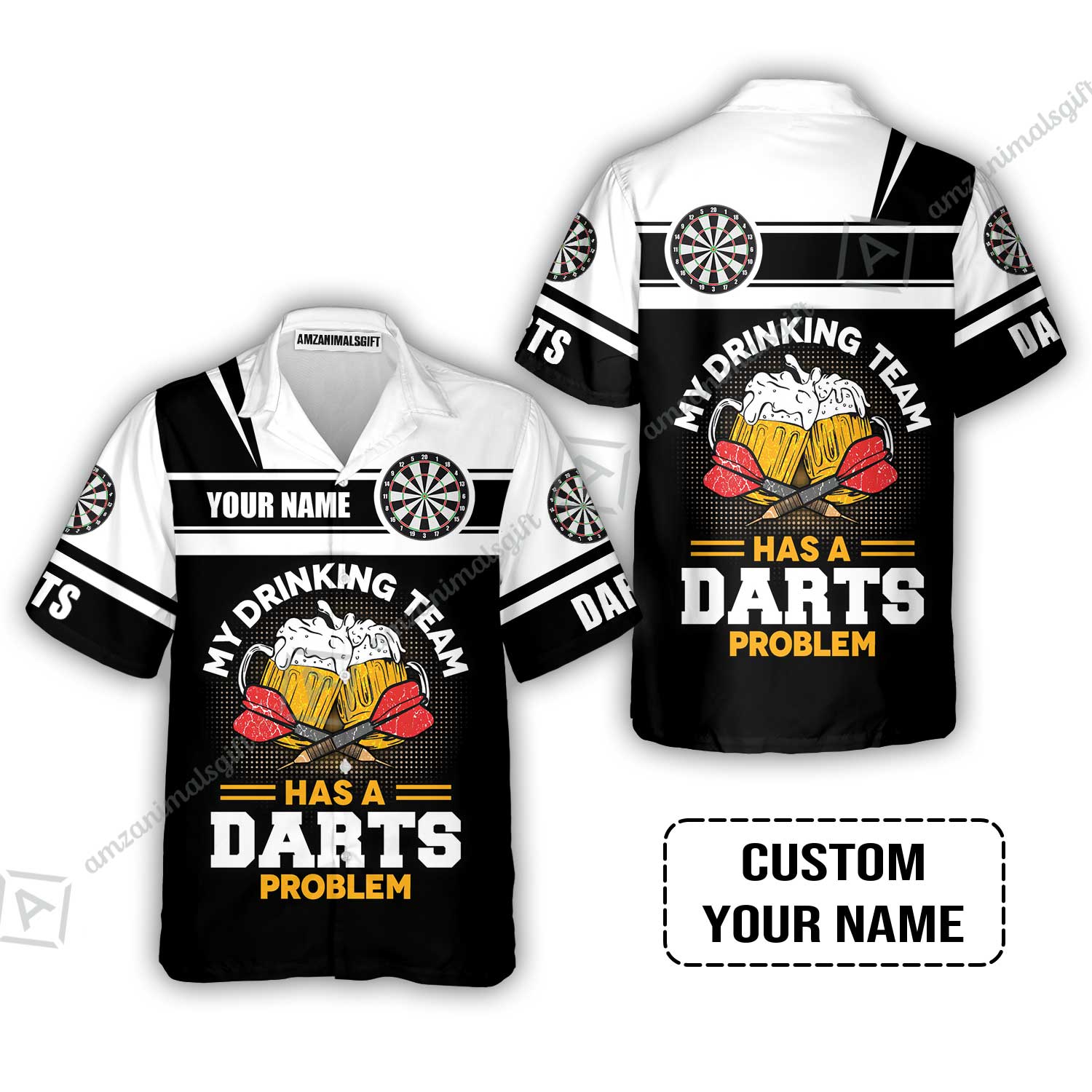 Customized Darts Hawaiian Shirt, Personalized My Drinking Team Beer Darts Hawaiian Shirt